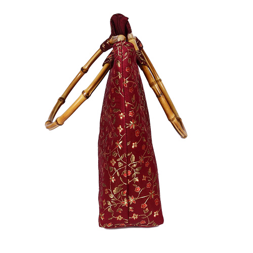 Tasche aus Seide mit Bambushenkel, Handtaschen, Asiatisch, 6707